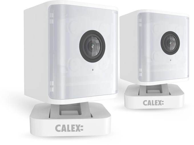Calex Smart Security Indoor Camera - Beveiligingscamera met bewegingsdetectie & Spotlight - 2K (full HD) - Wit - Duopack
