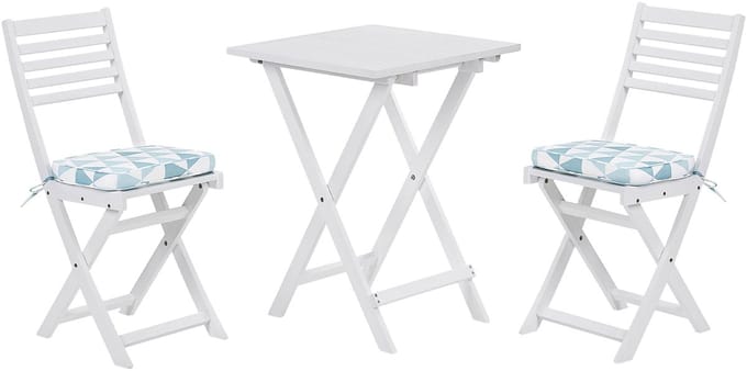 FIJI - Bistroset voor 2 - Wit /Blauw - Acaciahout