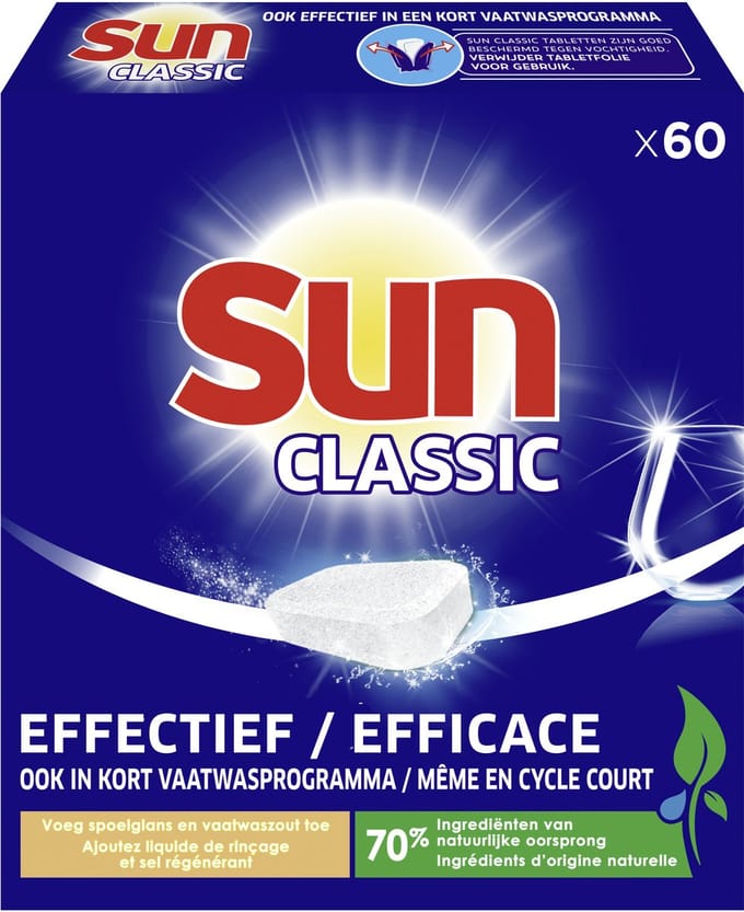 Sun Classic Vaatwastabletten - 1 x 60 vaatwastabletten - Voordeelverpakking