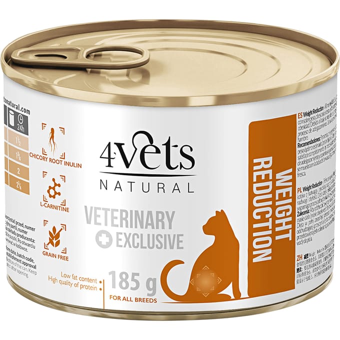 24 x 185 g nat kattenvoer Natural Weight Reduction 4Vets