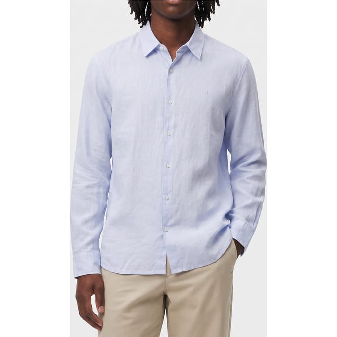 Calvin Klein Ls Solid Linen Classic Shirt Heavenly Iris Taglia: M | Camicie Casual Outlet | Uomo | Bianco