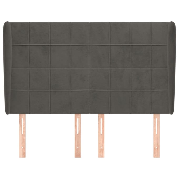 vidaXL - Hoofdbord - met - randen - 147x23x118/128 - cm - fluweel - donkergrijs