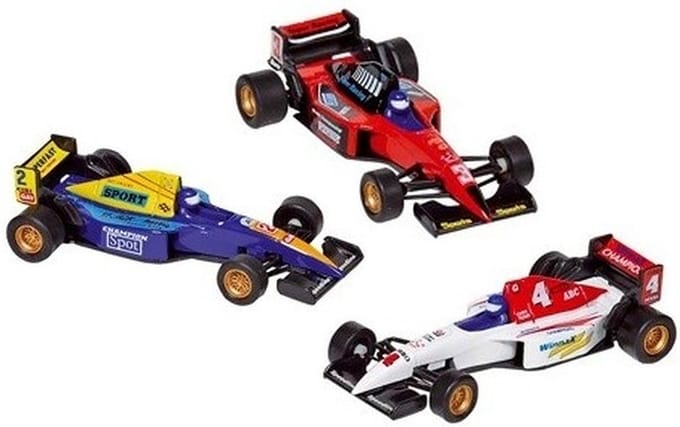 Goki - Raceauto's speelgoed set - 3x stuks - Formule 1 racewagens - van 10 cm - racing - autosport