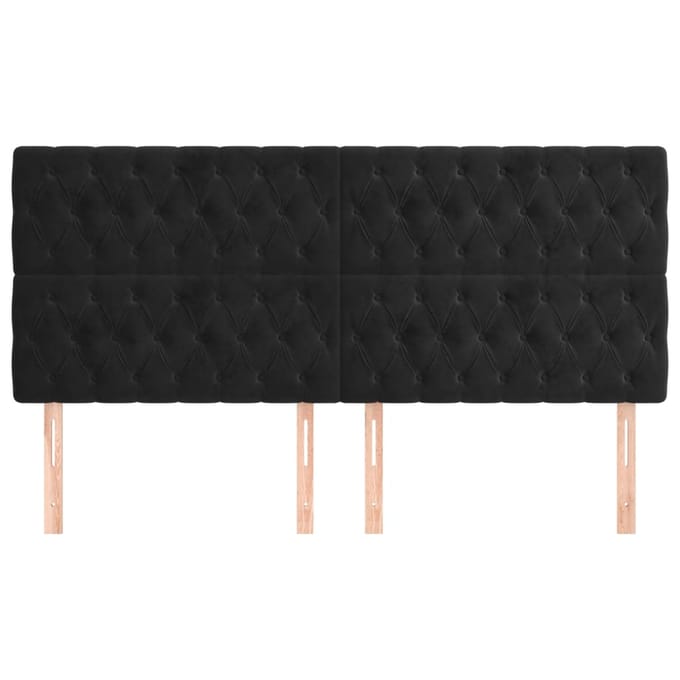 vidaXL - Hoofdbord - zwart - 200x7x118/128 - cm - fluweel