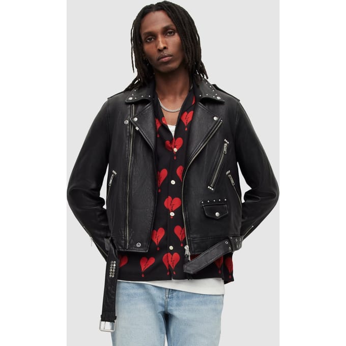 AllSaints Nade Biker Black Taglia: XL | Giacche di pelle Outlet | Uomo | Nero
