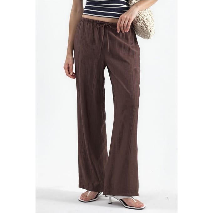 Dames Wijd-Pijpen Geweven Broek