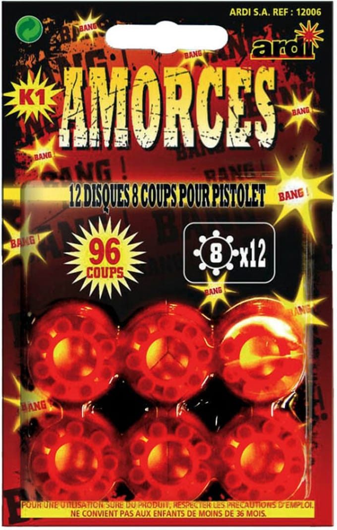 Sandy Speelgoed plaffertjes 8 schots - 12 ringen - voor plaffer pistool/revolver