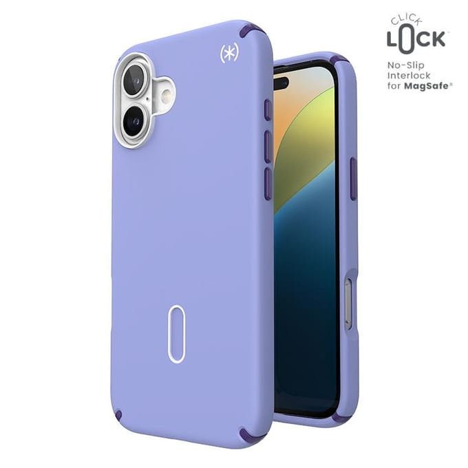 Speck Presidio2 Pro Clicklock & Magsafe - Hoesje Iphone 16 Plus (Toekomstig Lavendel / Cassis Paars / Wit)