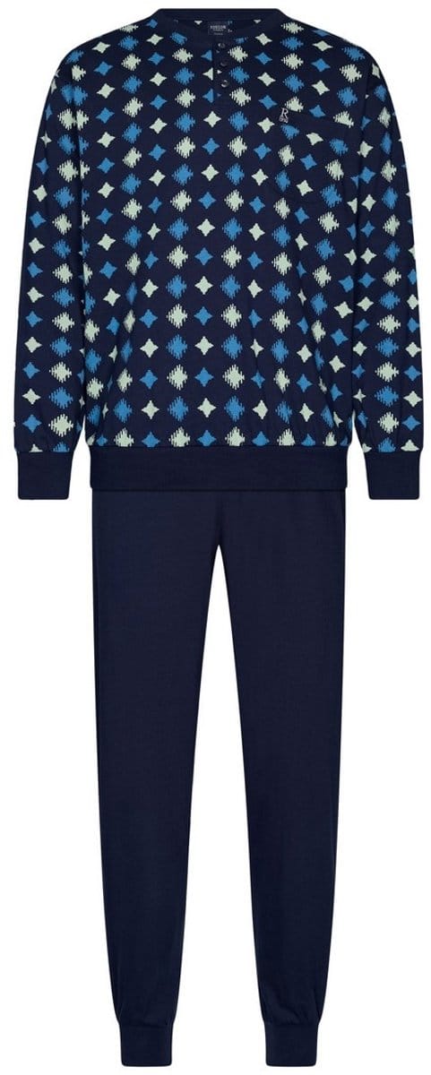 Robson Pyjama - Katoen - Knoopsluiting - Blauw - Maat 48