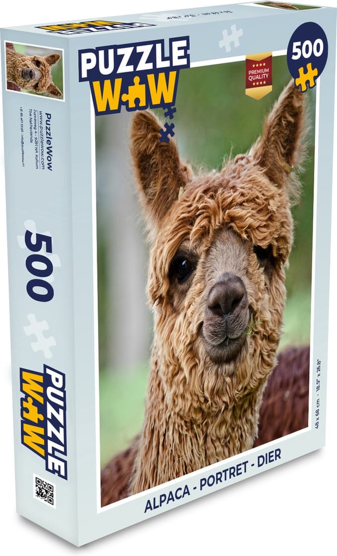 Puzzel Alpaca - Portret - Dier - Legpuzzel - Puzzel 500 stukjes