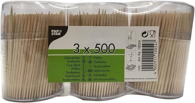 Houten Tandenstokers - 3 Kokers van 500 Stuks