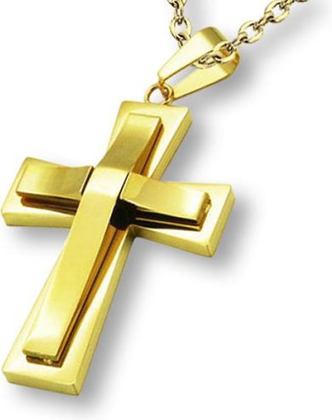 Amanto Ketting Djason G - 316L Staal PVD - Kruis - 43x27mm - 60cm