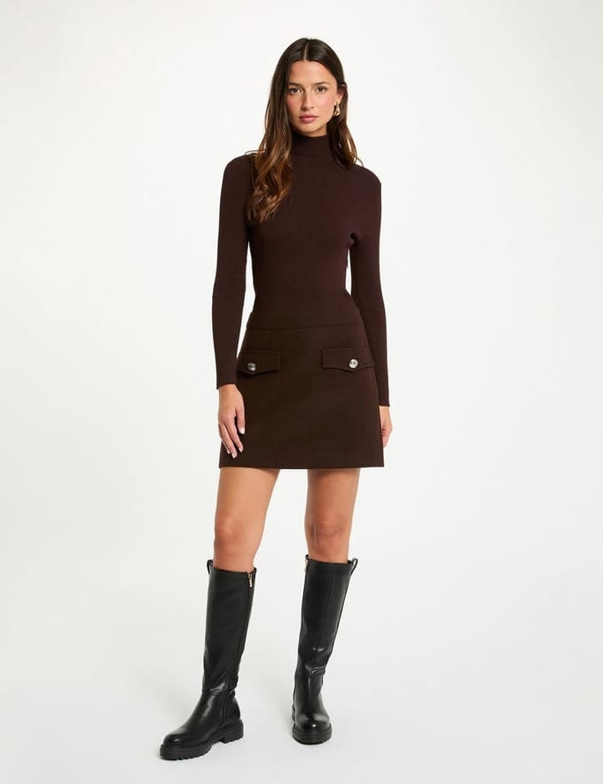 Morgan - fitted mini dress 242-Regoya dark brown - Maat : 38