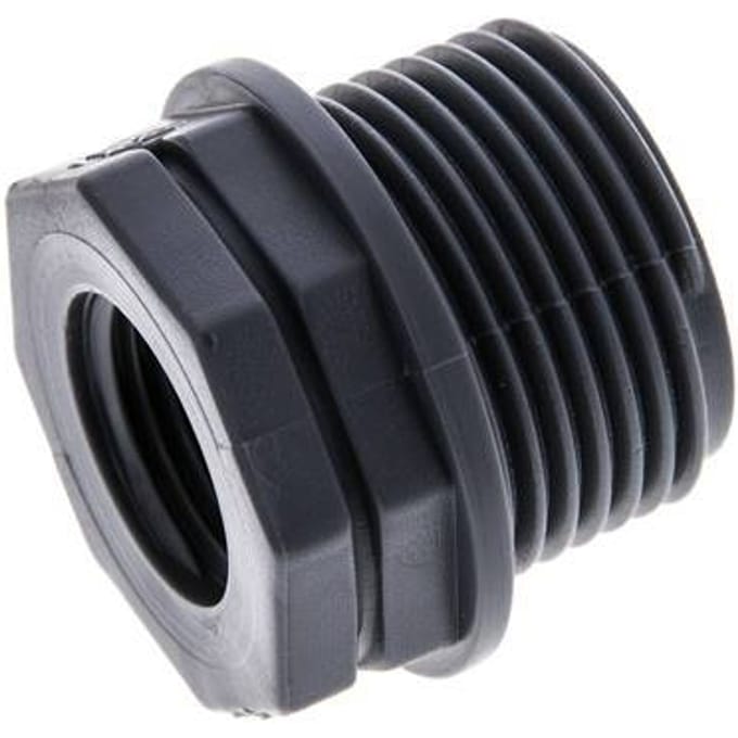 Verloopring G1/2'' Binnendraad X G1'' Buitendraad Polypropyleen (PP) 10bar FDA 36mm Hex [2 Stuks]