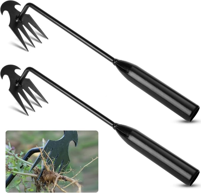 Tweedelige onkruidsteker van roestvrij staal - 30 cm - ergonomisch tuingereedschap