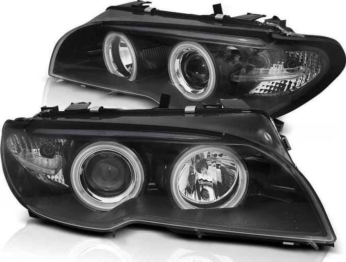 Koplampen Xenon BMW E46 04 03-06 COUPE CABRIO ANGEL EYES CCFL ZWART