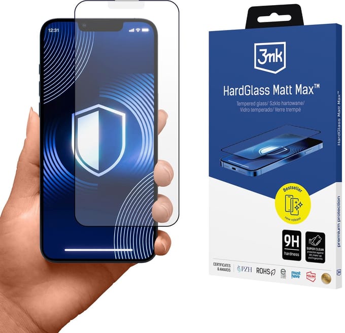 Mat gehard glas voor Apple iPhone 13/13 Pro/14/16E - 3mk HardGlass Matt Max