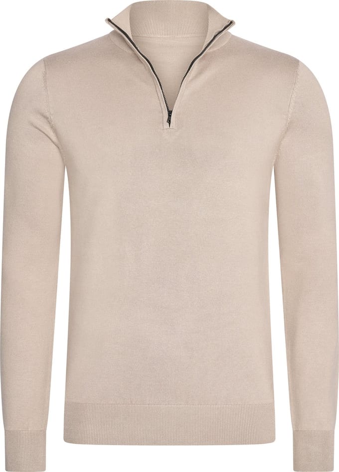 Mario Russo Mario Russo Half Zip Sweater plaza taupe 3XL