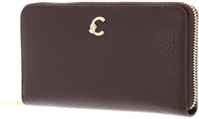 COCCINELLE Leren portemonnee C-Me Wallet Grained Leather Brunette donkerbruin