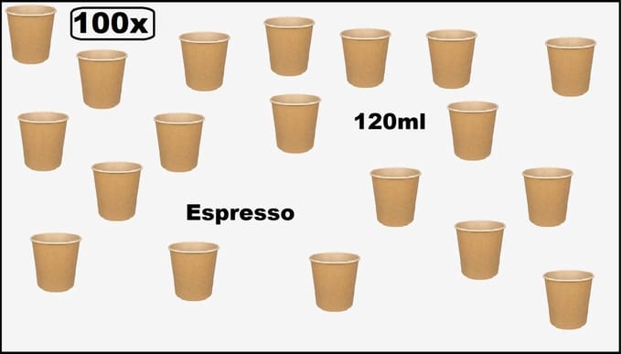 EAN: 7423356355328 100x Beker espresso karton kraft 120ml - Koffie thee chocomel soep drank water beker karton
