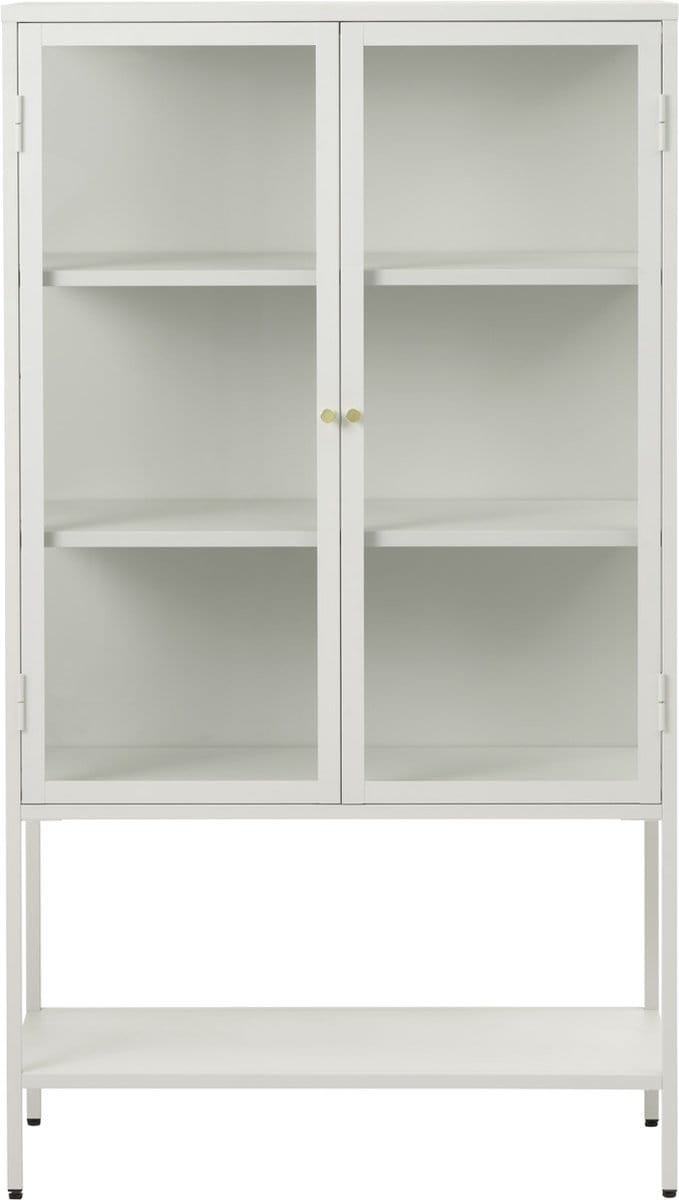 Vitrinekast Carmel Metaal Wit - 3 Planken - Gewicht 44kg - 160x90x40cm