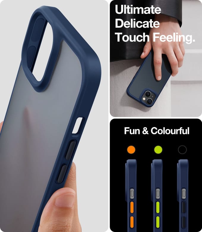 Torras geschikt voor iPhone 14 Plus hoesje Semi Transparant Shockproof hoesje - Blue