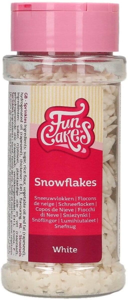 FunCakes Sprinkles Sneeuwvlokken - Wit - 50g - Eetbare Taartdecoratie