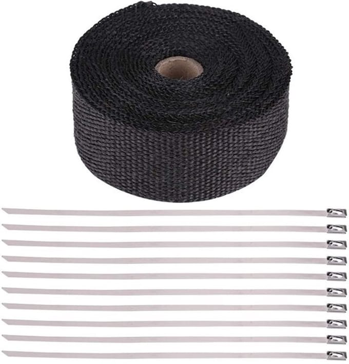 Allecto - Uitlaat Heat Wrap - Hoge warmte-isolatie - 16Ft zwart