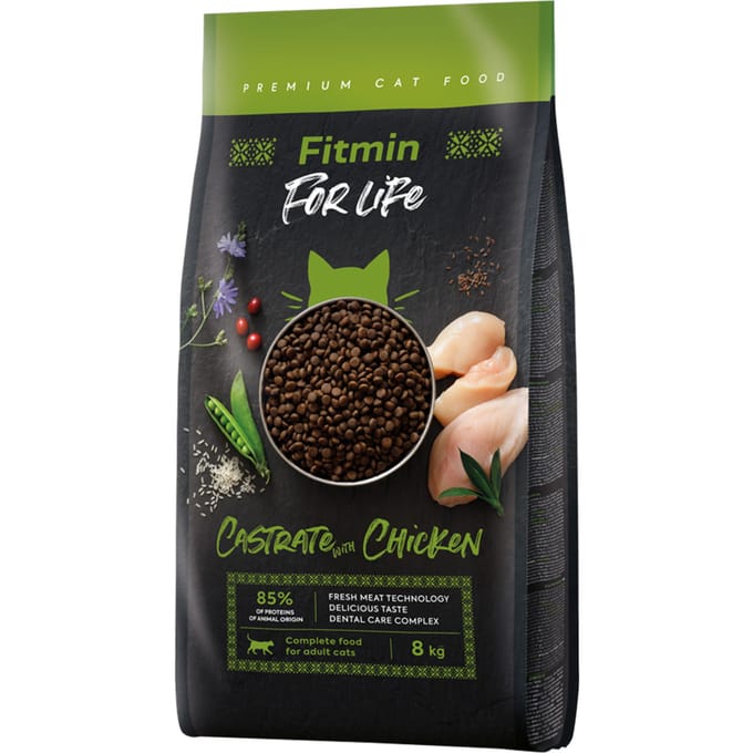 2x 8kg Fitmin Cat For Life Castrate met Kip Droog Kattenvoer