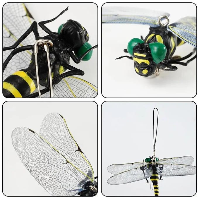 Simulation d'insecte libellule, modèle anti-moustique, ornements suspendus d'extérieur white
