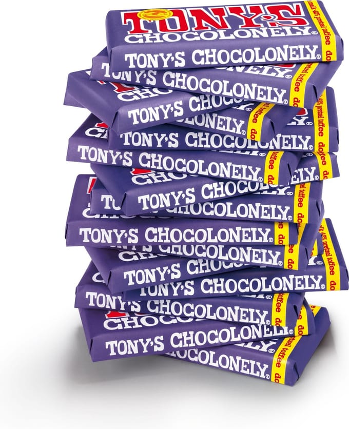Tony's Chocolonely Chocolade Reep Donkere Melk Pretzel Toffee 15 x 180 gram Chocola