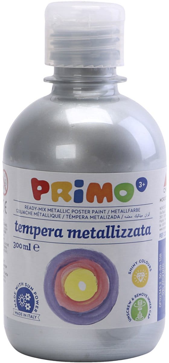 Tempera Verf Metallic , zilver, 300 ml/ 1 doos