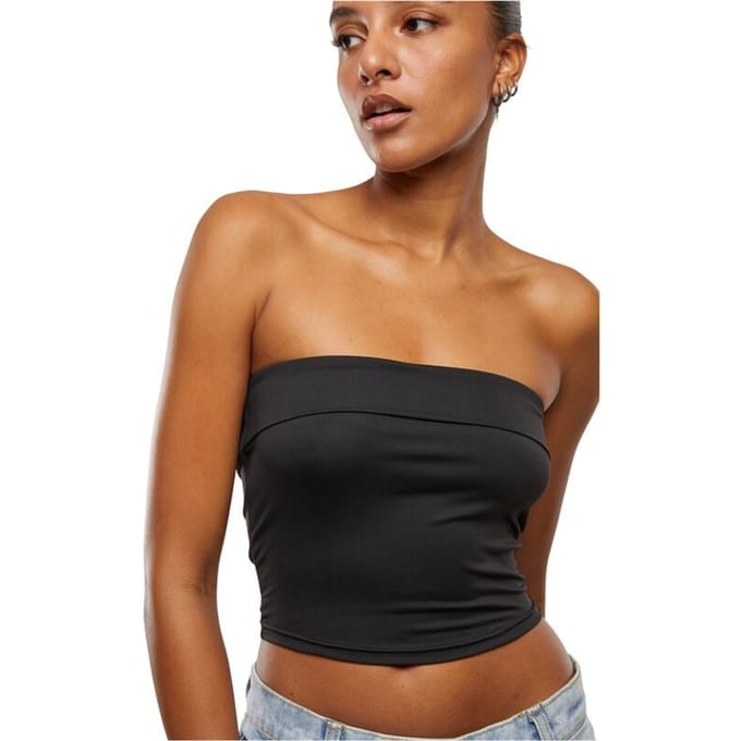 Urban Classics Bandeau CropTop Dames Top - zwart - M