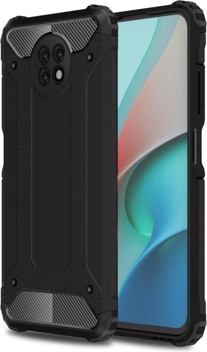 Lunso - Armor Guard backcover hoes - Geschikt voor Xiaomi Redmi Note 9 - Zwart