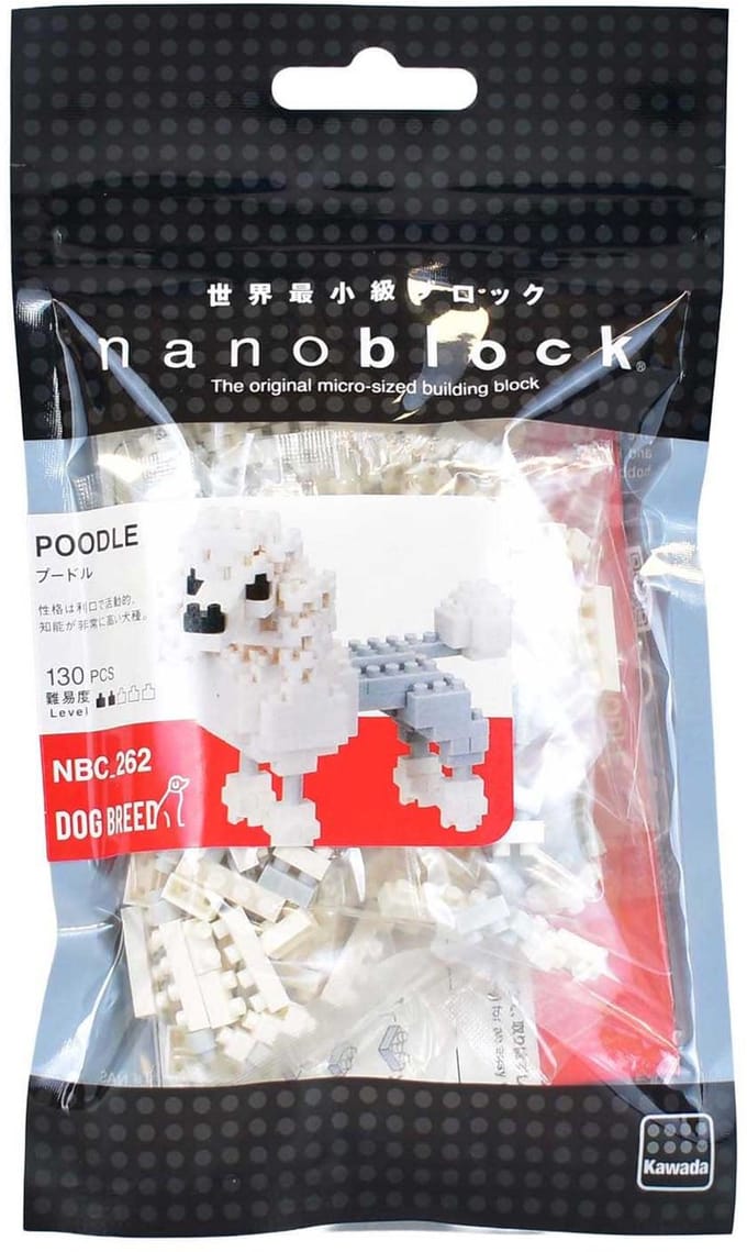 Lobbes bouwset poedel microblokjes - Nanoblock dieren speelgoed 130 stuks.