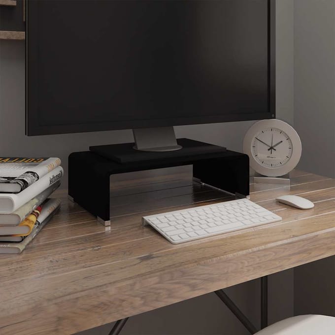 vidaXL - Tv-meubel/monitorverhoger - zwart - 40x25x11 - cm - glas