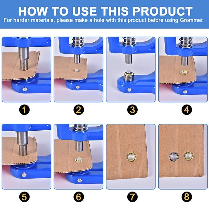 Handpersmachine Kit Professionele Metalen Zeilring Oogje Ponsmachine voor Banners Borden Posters blue