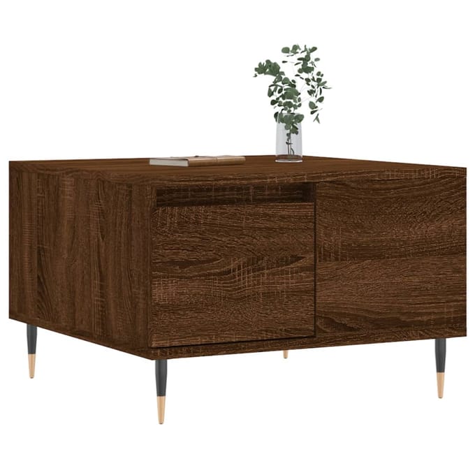 vidaXL - Salontafel - 55x55x36,5 - cm - bewerkt - hout - bruin - eikenkleur