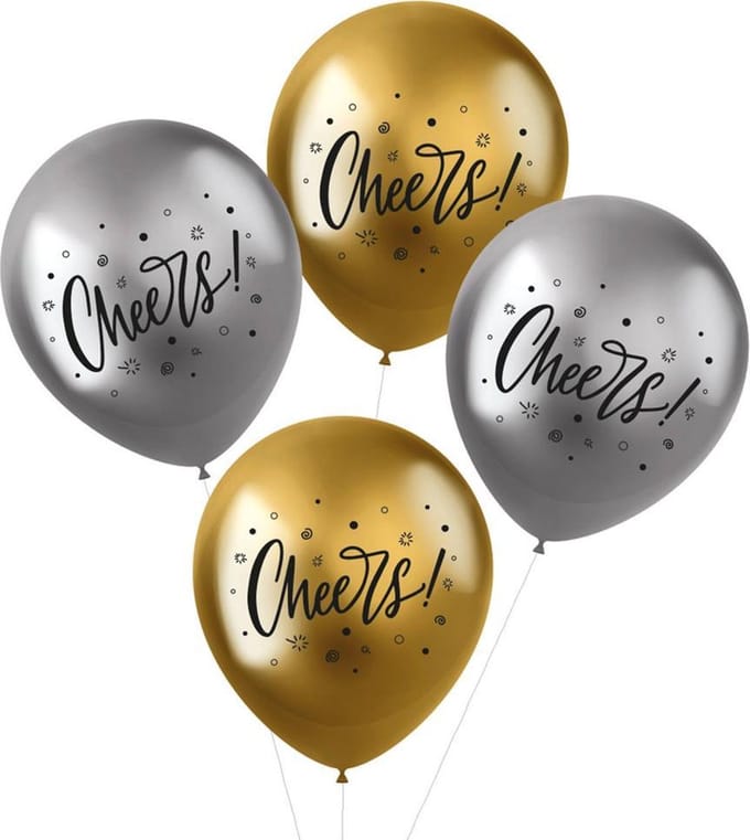 Folat - Folat - ballonnen Shimmer Cheers Meerkleurig 33 cm - 4 stuks