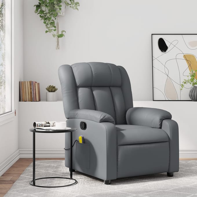 vidaXL - Massagestoel - van - grijs - kunstleer