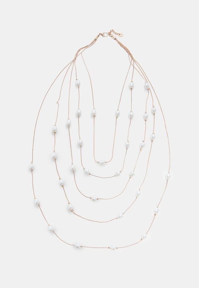 Stradivarius Ketting met meerdere lagen en parels  Goud OS