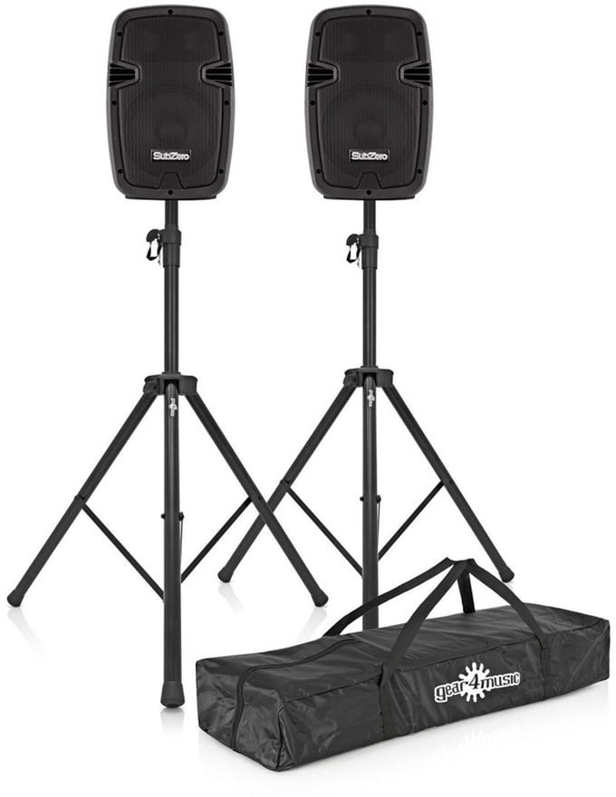 SubZero 200 W 8 PA-Systeem met Digitale Mediaspeler & Standaards