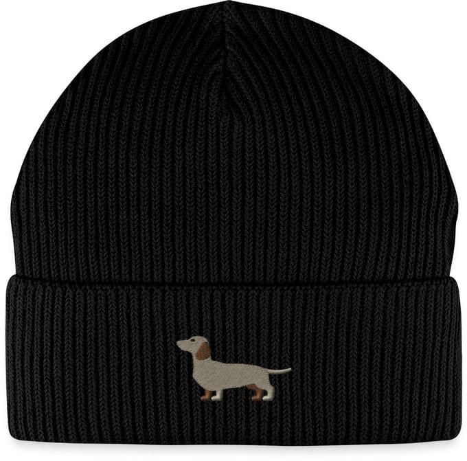 Geborduurde Teckel Uniseks Bio Fisherman Beanie
