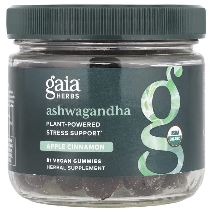 Gaia Herbs, Gommes d'Ashwagandha, Pomme Cannelle, 81 Gommes Véganes