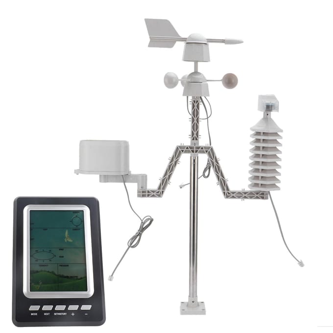 Draadloos Weersvoorspellingsstation met LCD-achtergrondverlichting Windsnelheidsmeter Regenvalmeter Instrument gray