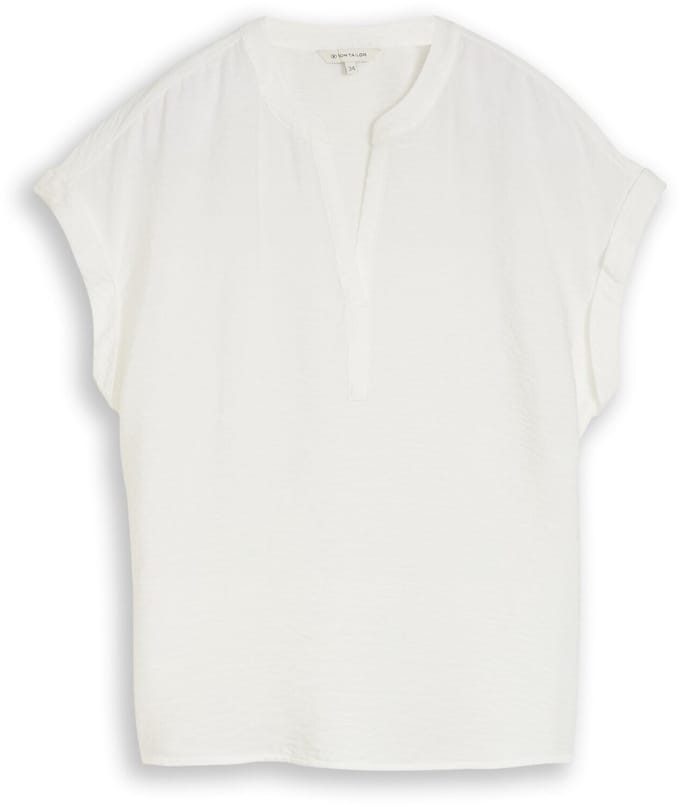 Tom Tailor - Losvallende blouse met V-hals - Maat 34 - Whisper White