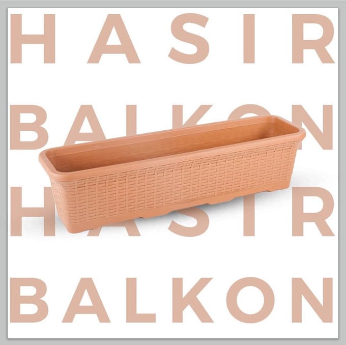 Rieten balkon bloembak 16.5L terra cotta kunststof72x20x18 met drainage rotan