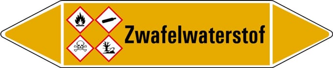 Zwavelwaterstof leidingmarkering op vel 252 x 52 mm - 3 per vel