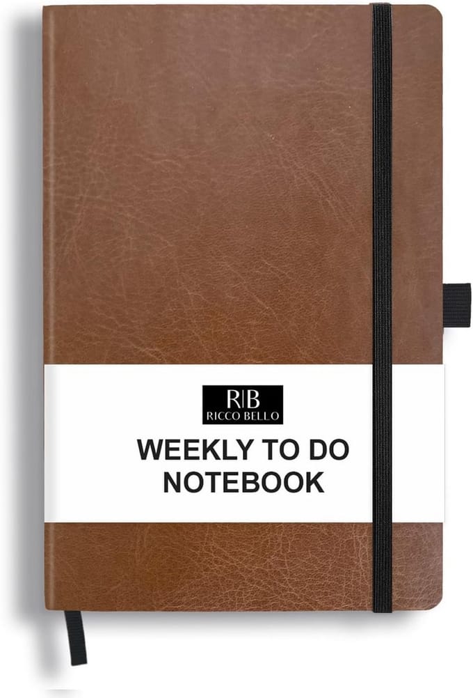 A5 Weekplanner Notitieboek met Checklist, Hardcover Agenda (Bruin)