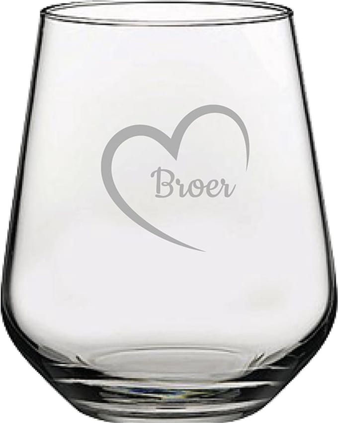 Gegraveerde Drinkglas 42,5cl Broer mei hert